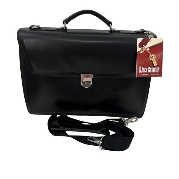 Jack Georges Black Elements Briefcase with Key & Tag - Picture 2 of 16